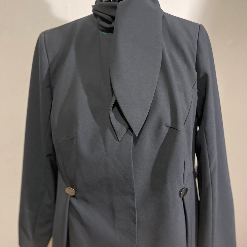 Eloquii Charcoal Blazer with Scarf Detail